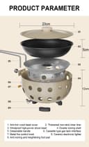 موقد غاز للرحلات مع مقلاة ستانلس ستيل مدمجة 2300 واط Outdoor Portable Gas Stove Nonstick Cooking frying pan