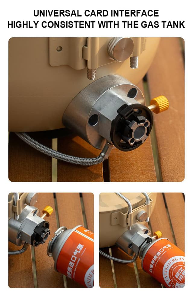 موقد غاز للرحلات مع مقلاة ستانلس ستيل مدمجة 2300 واط Outdoor Portable Gas Stove Nonstick Cooking frying pan