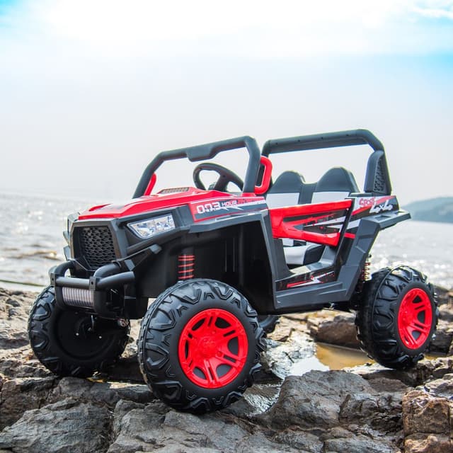 عربة أطفال كهربائية للركوب على الطرق الوعرة  باللون الأحمر من شركة مايتس فانكي Myts Funky Kids' Off-Road Electric Ride-On Buggy - Red