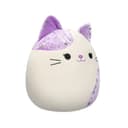 12 inch Medium Plush White Velvet Cat with Purple Ears and Spot Officially Licensed Kellytoy Plush Toy Colorful Soft Gift for Kids Girls & Boys Washable Squishy Stuff Toy Multicolor All Age