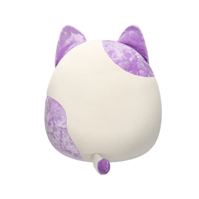 12 inch Medium Plush White Velvet Cat with Purple Ears and Spot Officially Licensed Kellytoy Plush Toy Colorful Soft Gift for Kids Girls & Boys Washable Squishy Stuff Toy Multicolor All Age