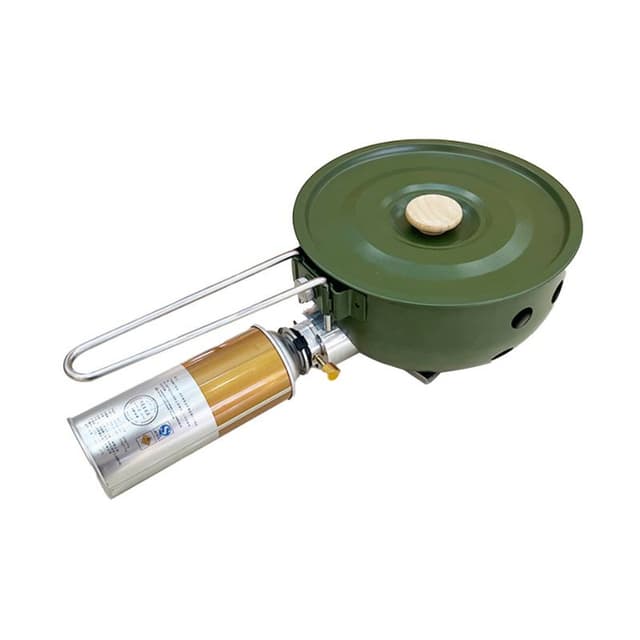 موقد غاز للرحلات مع مقلاة ستانلس ستيل مدمجة 2300 واط Outdoor Portable Gas Stove Nonstick Cooking frying pan