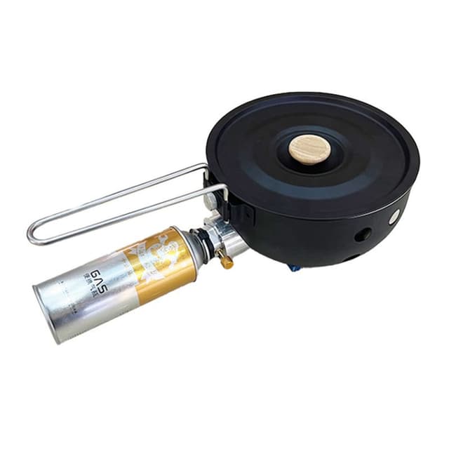 موقد غاز للرحلات مع مقلاة ستانلس ستيل مدمجة 2300 واط Outdoor Portable Gas Stove Nonstick Cooking frying pan
