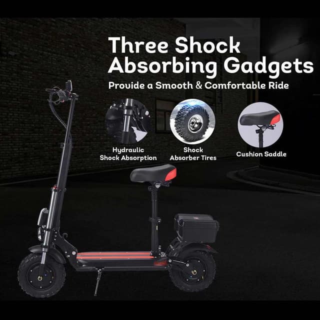 سكوتر كهربائي بكرسي​ للكبار قابل للطي ميجا ستار أحمر 80 كم/س 6000 واط Megastar Megawheels Folding Adult Electric Scooter