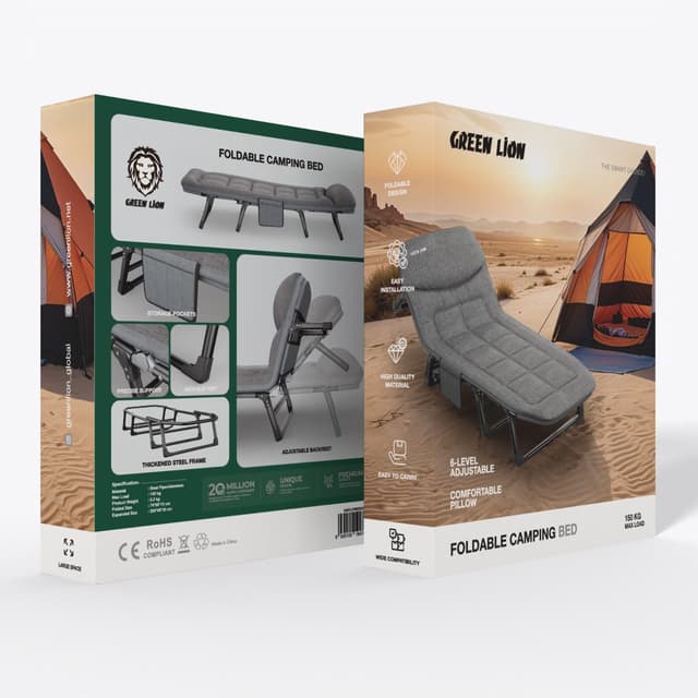 Green Lion Foldable Camping Bed 6 Level Adjustable