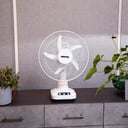 Geepas GF21118 12'' Rechargeable Fan - 2 Speed Settings with 6 Hours Continuous Working & 24 Hours LED Light - 5000 Mah Battery - Ideal for Office, Home & Outdoor Use