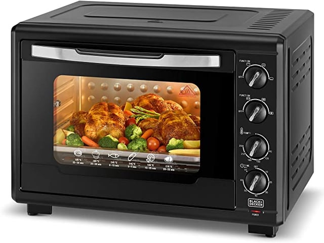 فرن كهربائي زجاجي وتوستر للتحميص 55 لتر بلاك اند ديكر BLACK+DECKER 55 L Glass Electric Oven And Toaster For Roasting