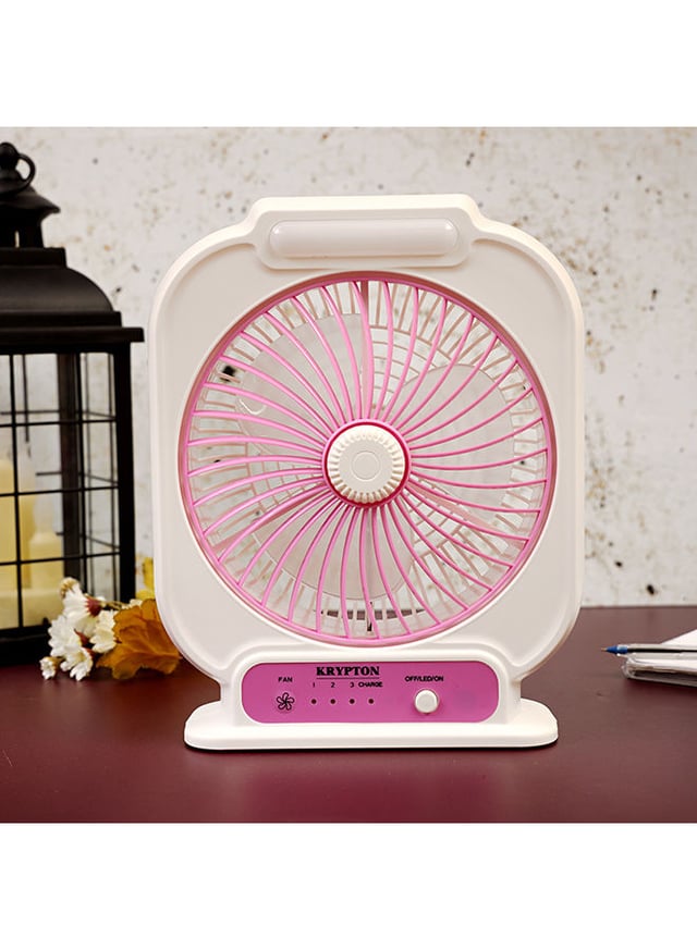 Krypton 8 inch Rechargeable Powerful Table Fan With LED Night Light 900 g 45 W KNF222 White
