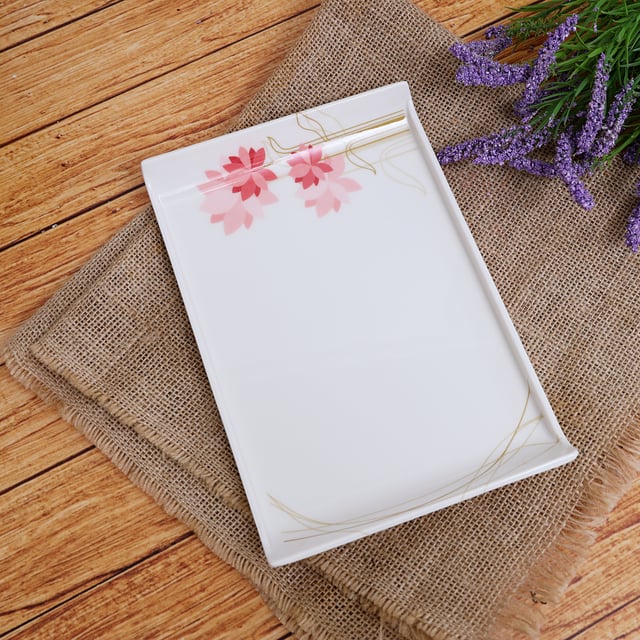 Royalford Melamine Boat Serving Tray With Wide Handles (22.9X16.0X1.3Cm) - Lightweight Tough Material