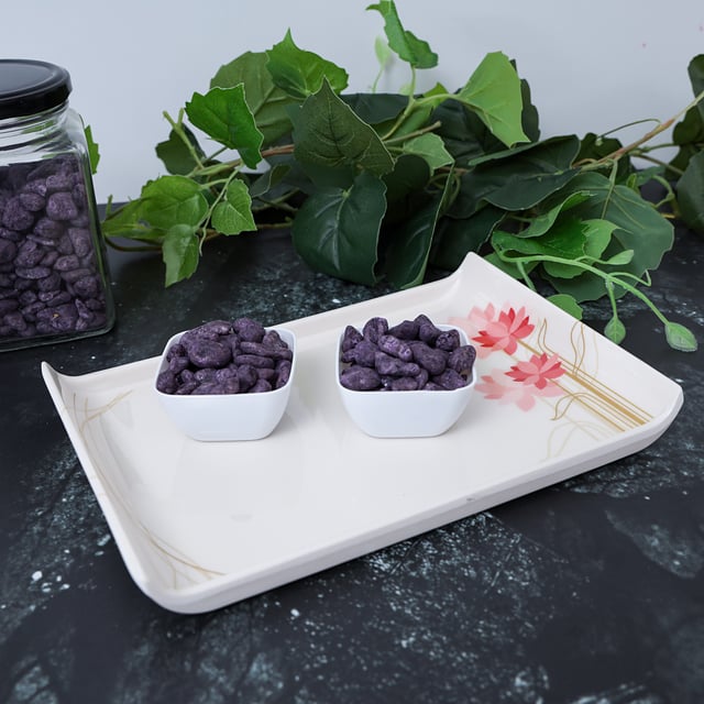 Royalford Melamine Boat Serving Tray With Wide Handles (22.9X16.0X1.3Cm) - Lightweight Tough Material