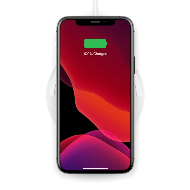 شاحن لا سلكي لاجهزة ابل بيلكن شحن سريع 10 واط لون أبيض Belkin Boost Charge Wireless Charger