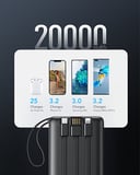 باور بانك بطارية 20000 ميلي أمبير مع كابلات مدمجة فيجر Veger Power Bank with 4 Cables
