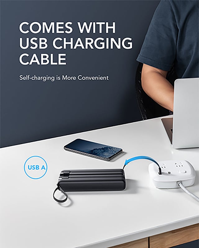 باور بانك بطارية 20000 ميلي أمبير مع كابلات مدمجة فيجر Veger Power Bank with 4 Cables
