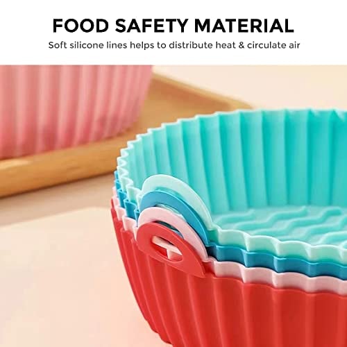 O Ozone Silicone Air Fryer Liner 7.5inch [Pack of Two] Reusable Air Fryer Silicone Basket Heat Resistant Easy Cleaning Air fryers Round Size from 2.5 Ltr to 5.5 Ltr Air fryer Oven Accessories - Red/Black