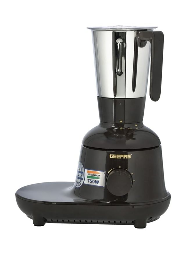 خلاط كهربائي 750 واط 3ب1 أسود جيباس Geepas Mixer Grinder 3 In 1 Powerful Grinder Stainless Steel Jars & Blades Safety Twist Lock 750 W Black