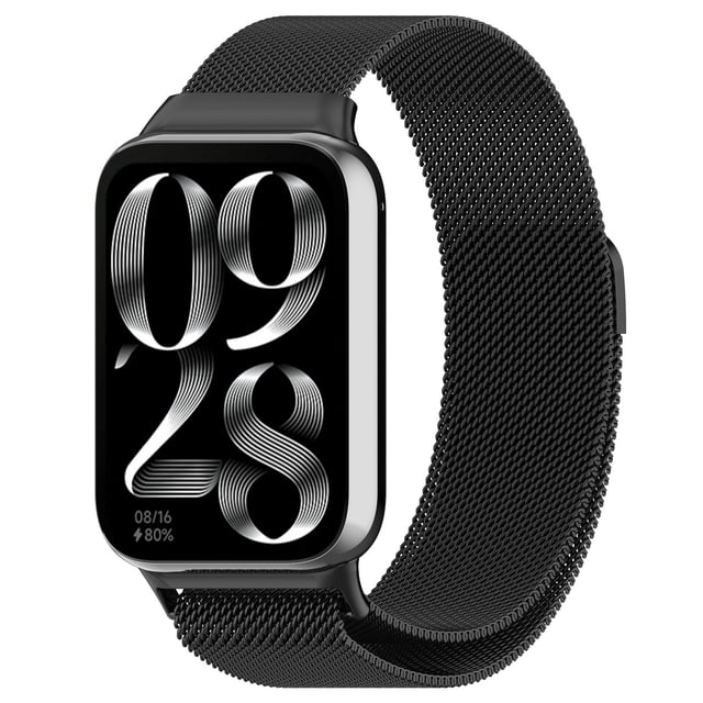O Ozone Milanese Loop Strap for Xiaomi Mi Smart Band 8 Pro- Stainless Steel Magnetic Adjustable Mesh Metal Watch Bands, Smart Replacement Wristbands for Men and Women- Black