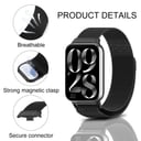 O Ozone Milanese Loop Strap for Xiaomi Mi Smart Band 8 Pro- Stainless Steel Magnetic Adjustable Mesh Metal Watch Bands, Smart Replacement Wristbands for Men and Women- Black