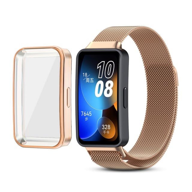 سوار ساعة ميلانيز لهواوي باند 8 و 9 لون غولد روز من او اوزون O Ozone Milanese Straps Compatible with Huawei Band 8 | Band 9